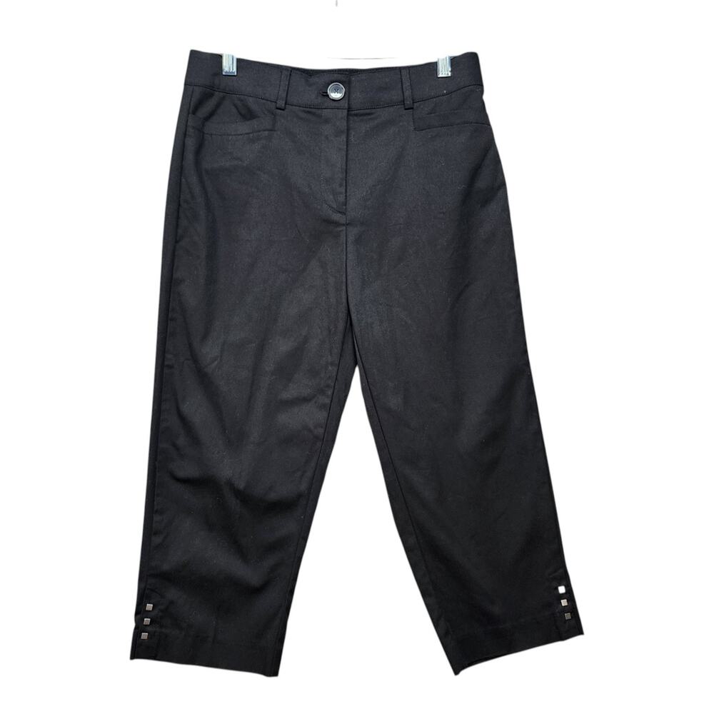 NWT Studio Works Capris Pants Women’s Size 8 Black Slimming Stretch No Gap Waist - Picture 2 of 11